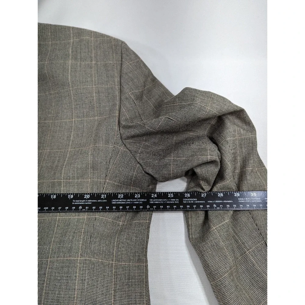 Jos A Banks Silk‎ Wool Gray Windowpane Blazer Sports Jacket Coat 46R Crosshatch